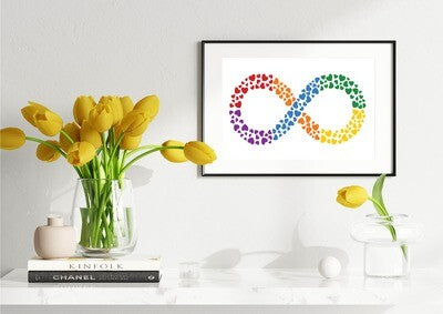 Vibrant Autism Infinity Sign Heart Print