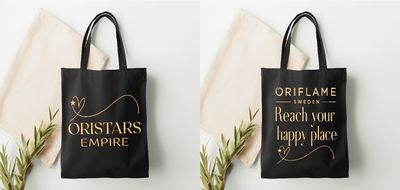 Oristars Team Tote Bag in Black with an all Gold Design