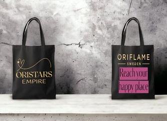 Oristars Team Tote Bag in Black with Colourful Design