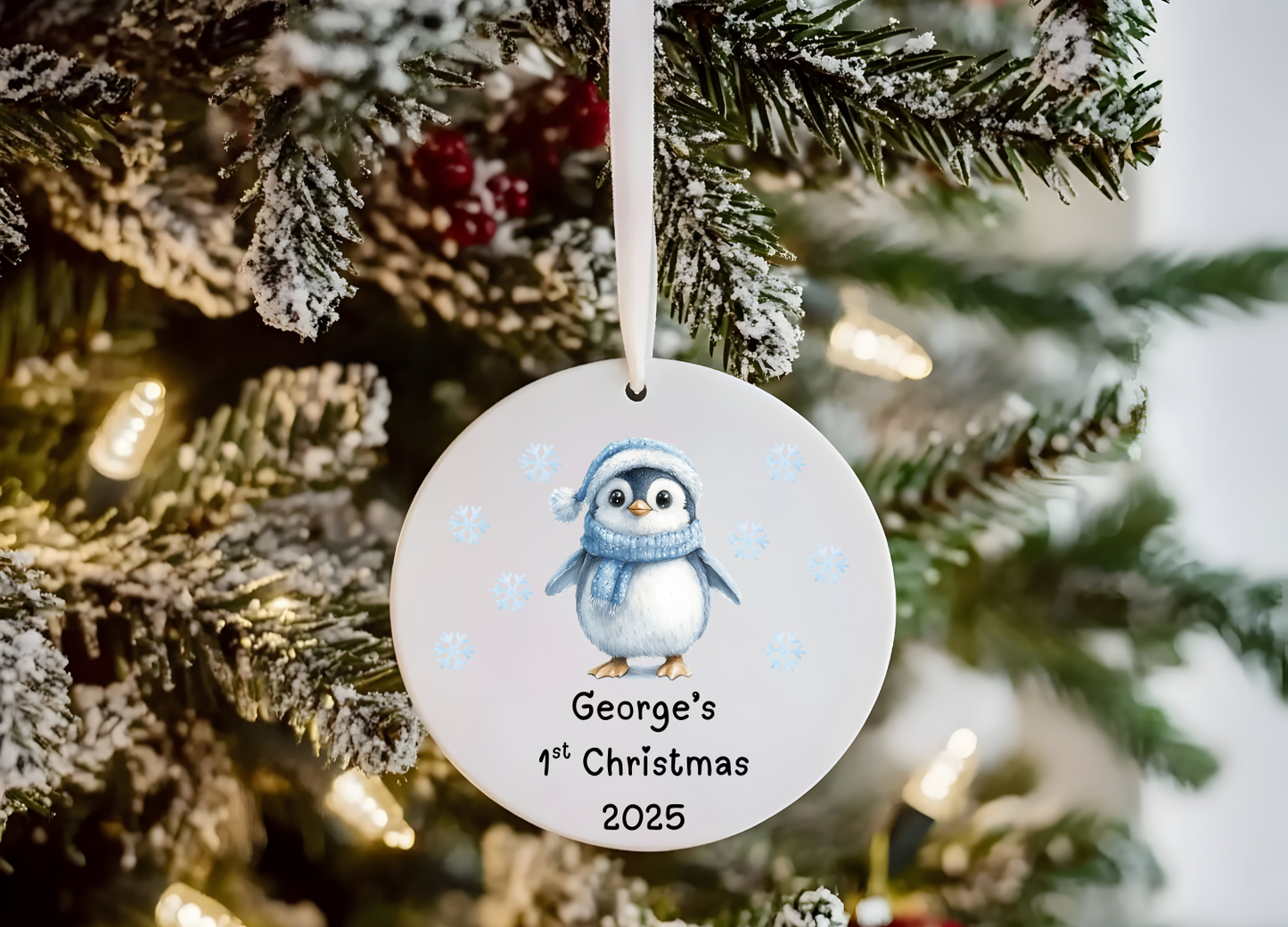 Personalised Blue Baby’s First Christmas Bauble