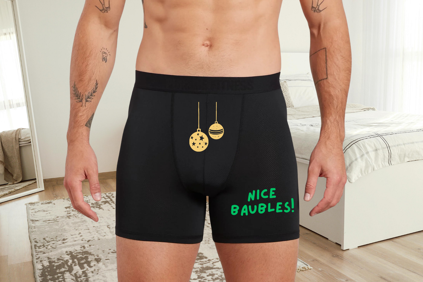 Funny Christmas Boxers | Nice Baubles Men’s Underwear