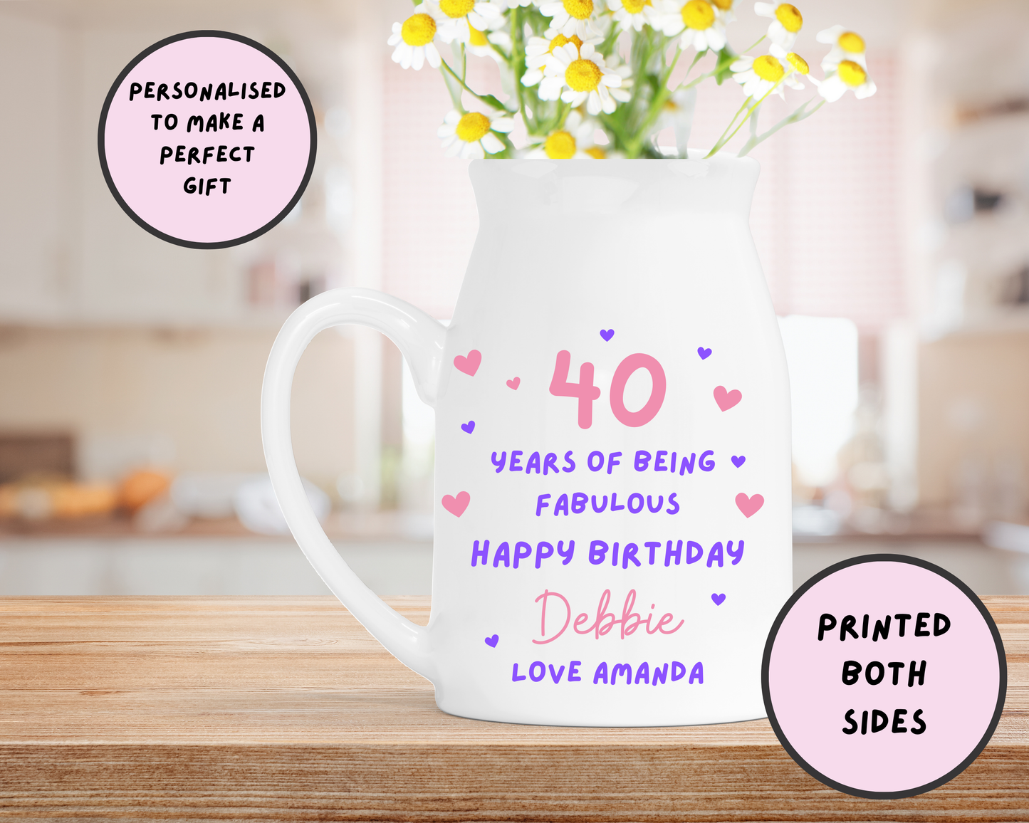 Personalised Birthday Milk Jug Vase