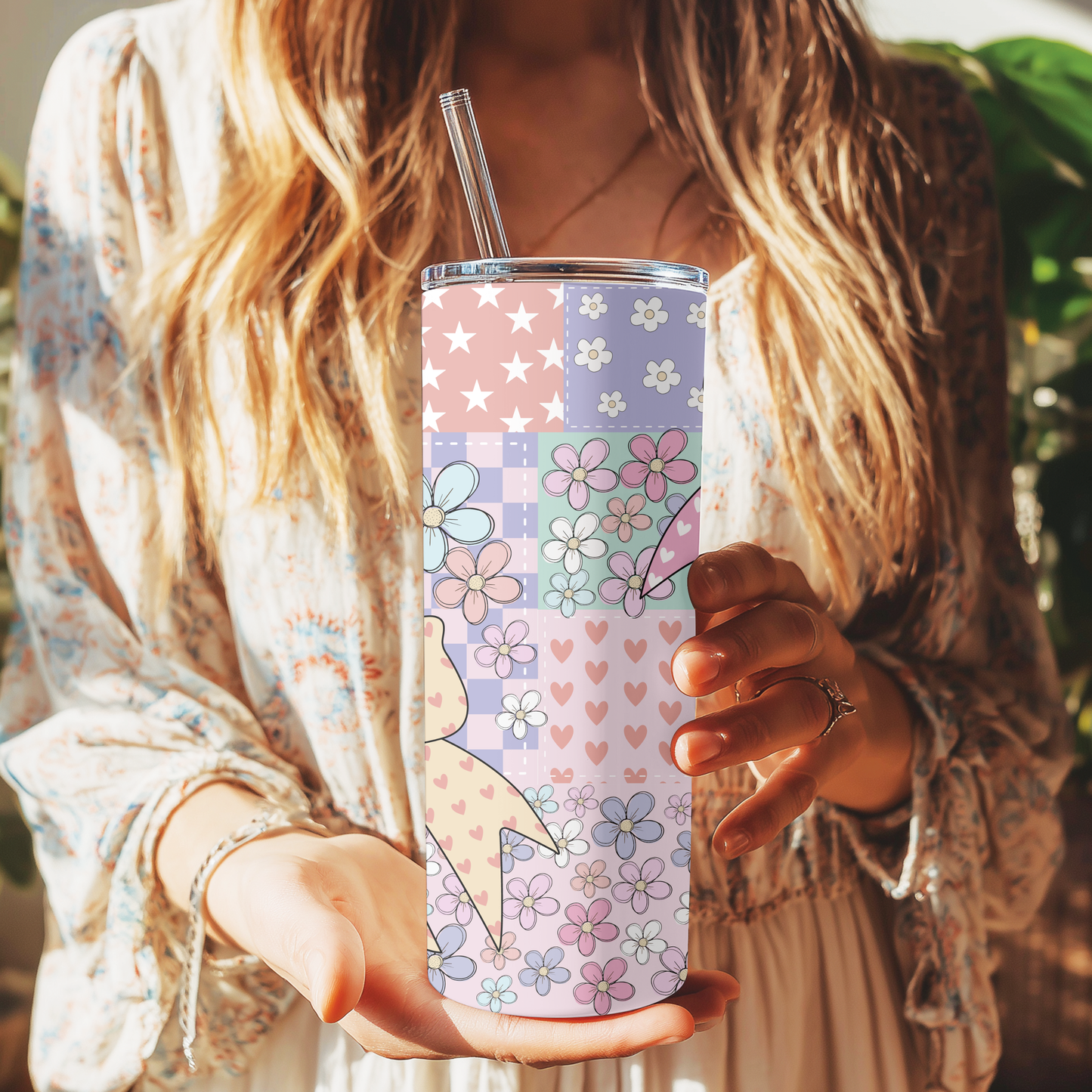 Patchwork Bows and Flowers Tumbler