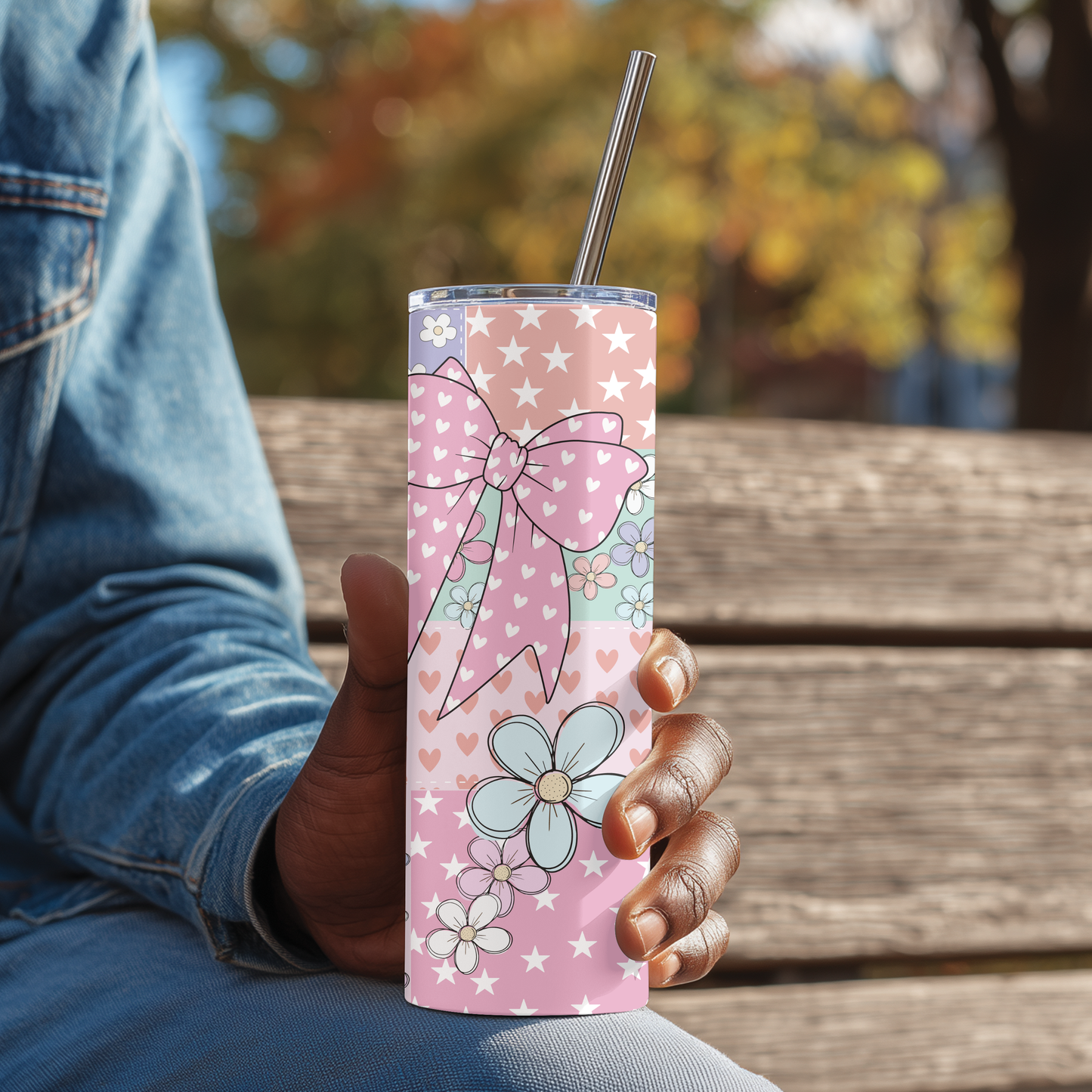 Patchwork Bows and Flowers Tumbler