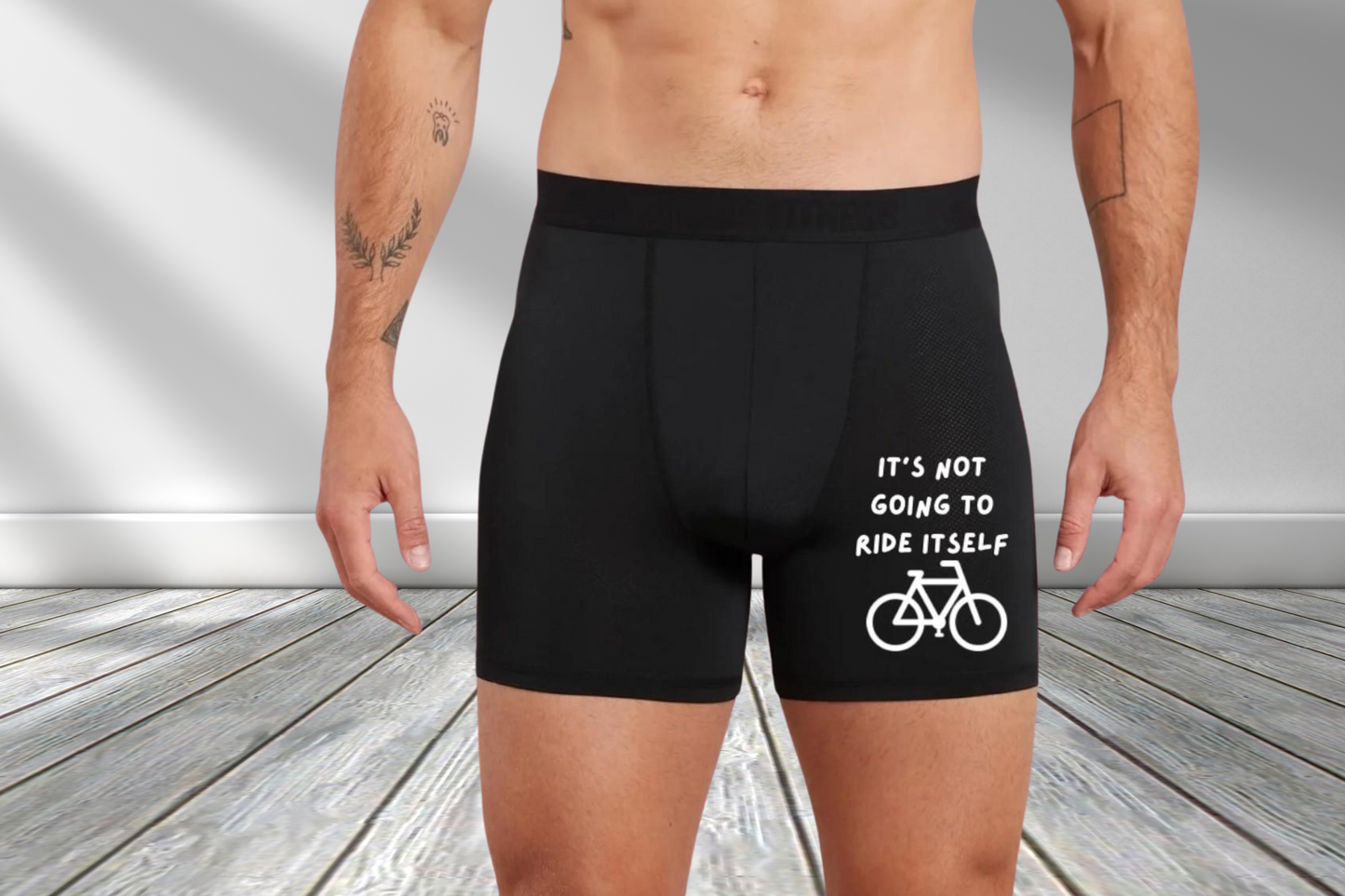 Funny Won't Ride Itself Black Boxers