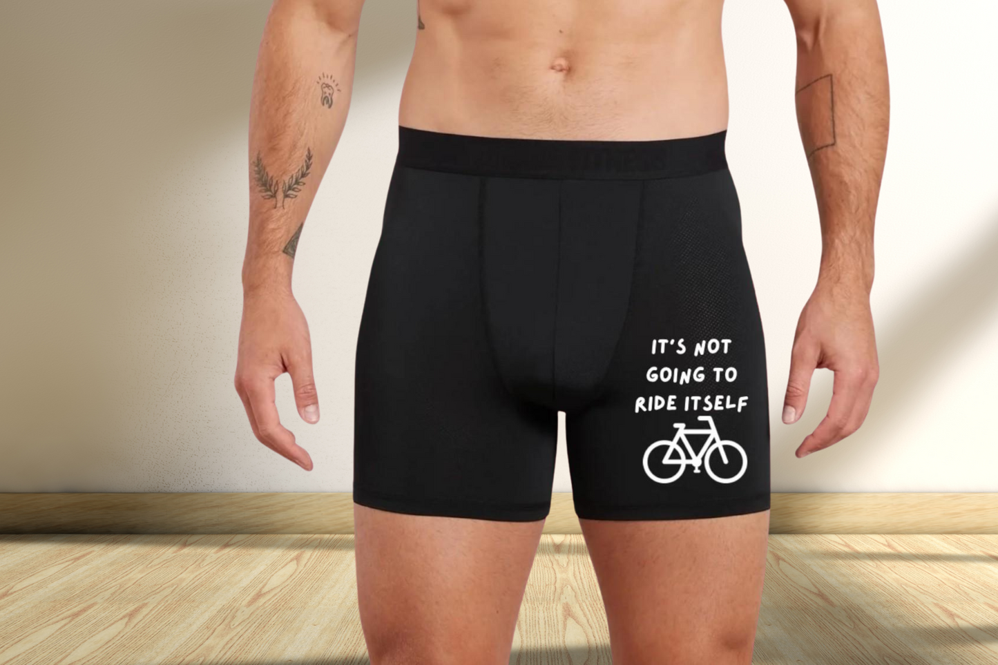 Funny Won't Ride Itself Black Boxers
