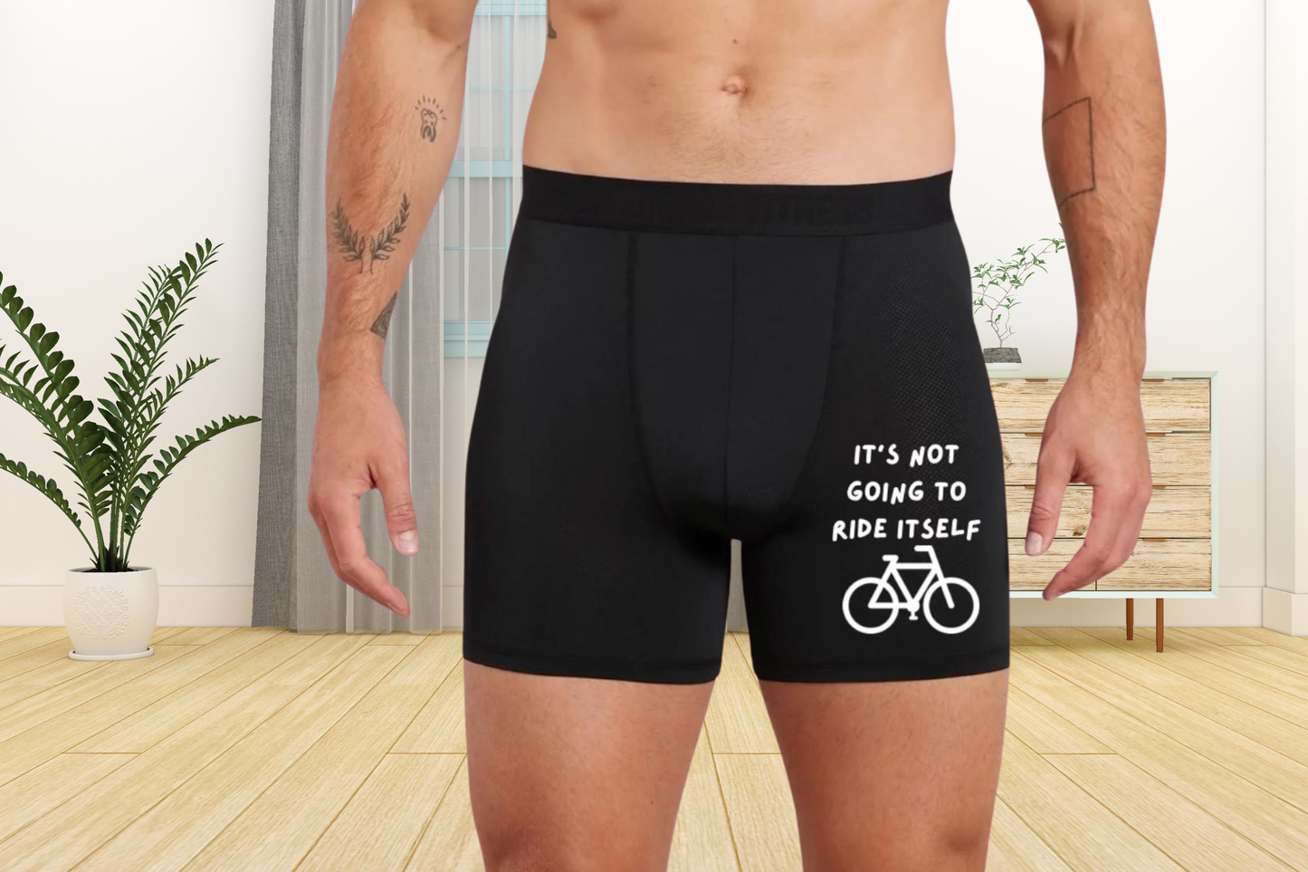 Funny Won't Ride Itself Black Boxers