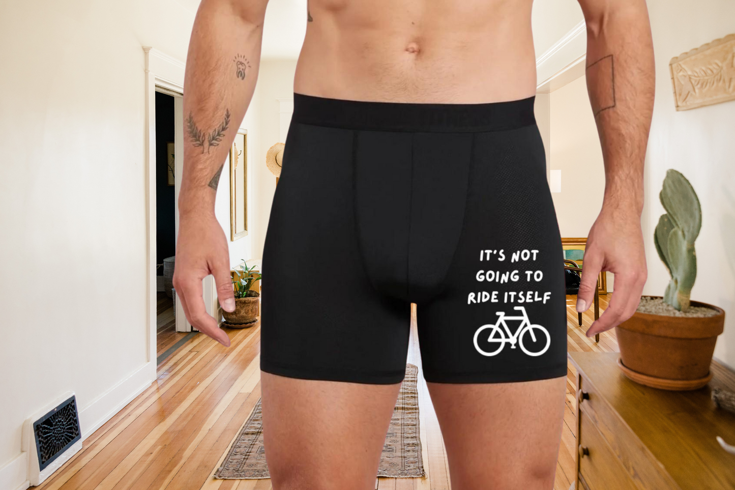 Funny Won't Ride Itself Black Boxers