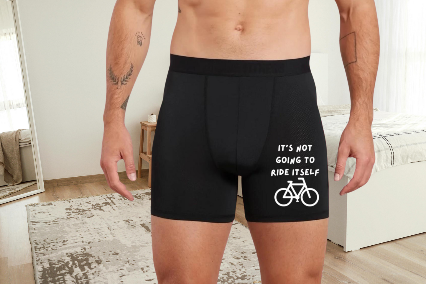 Funny Won't Ride Itself Black Boxers