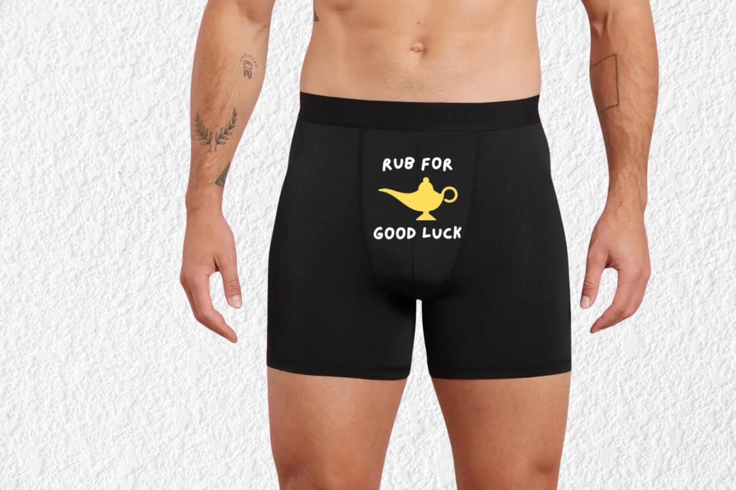 Funny Rub for Good Luck Black Boxers