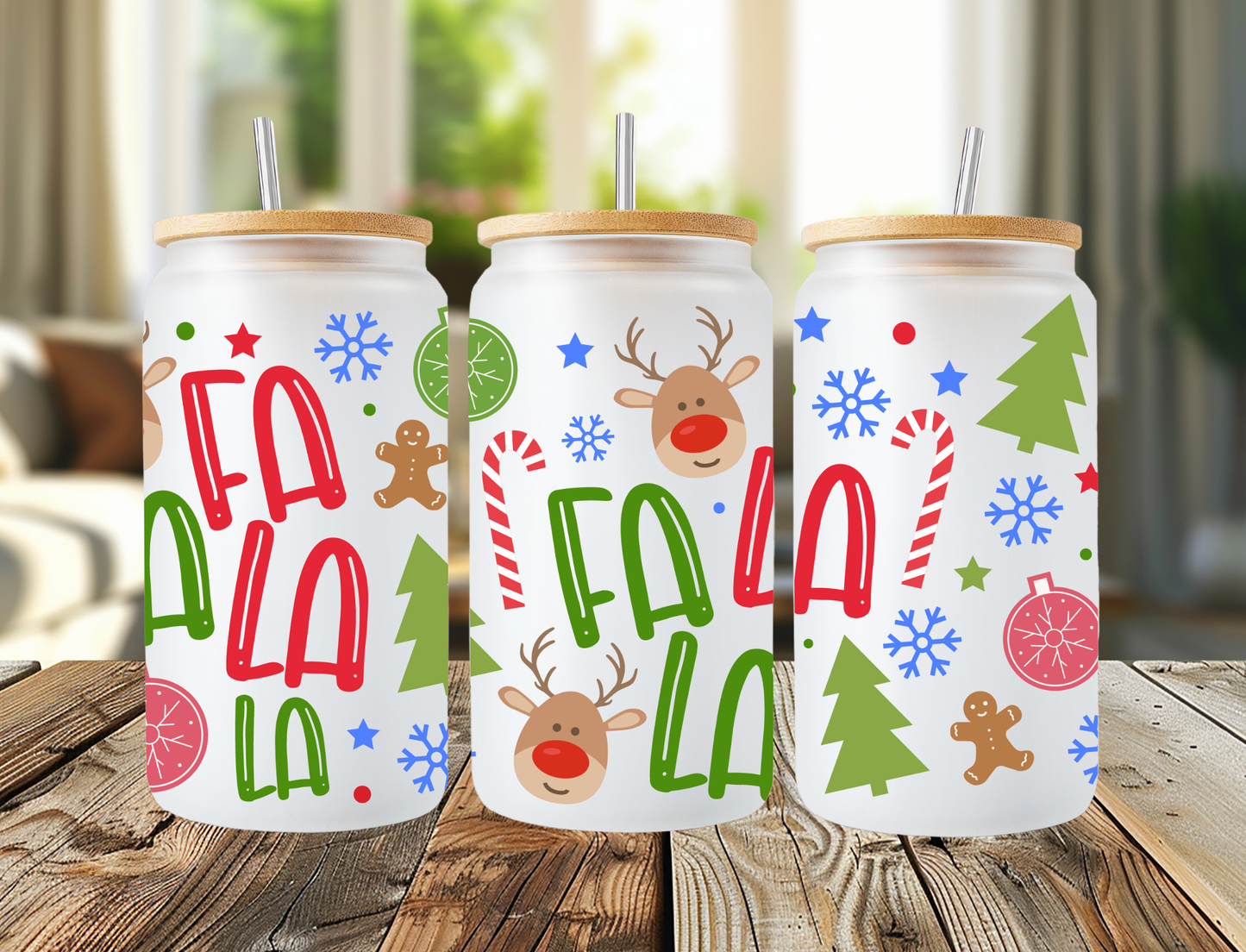 Reindeer Frosted Libbey Can
