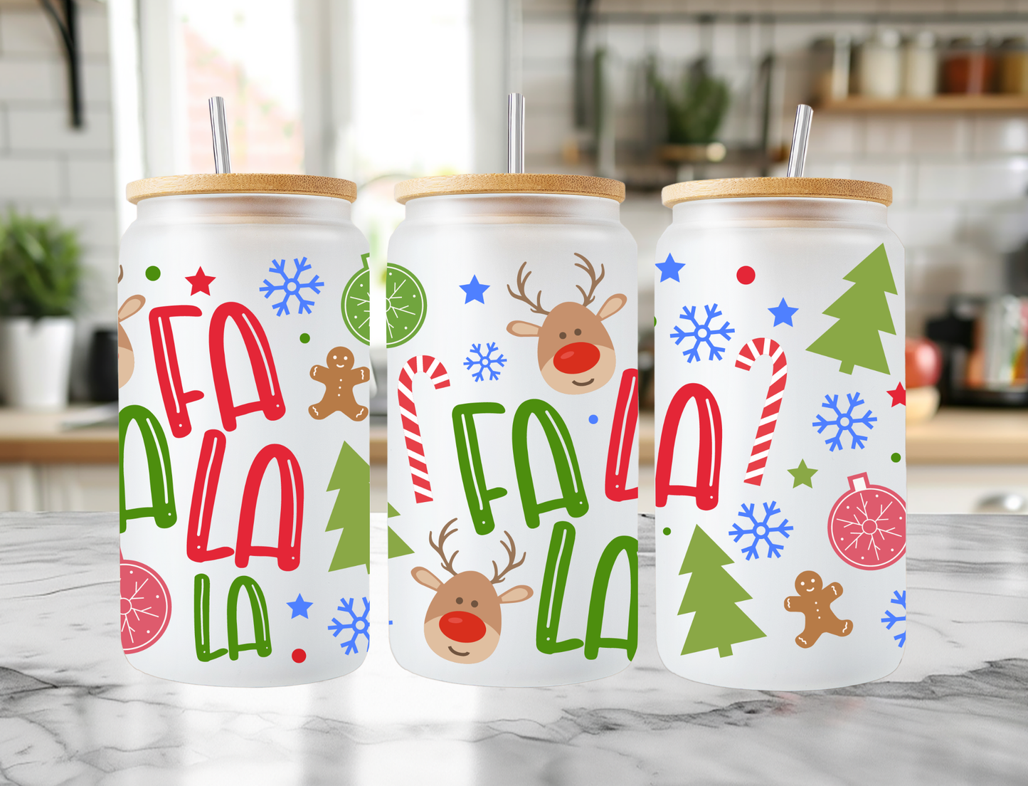Reindeer Frosted Libbey Can