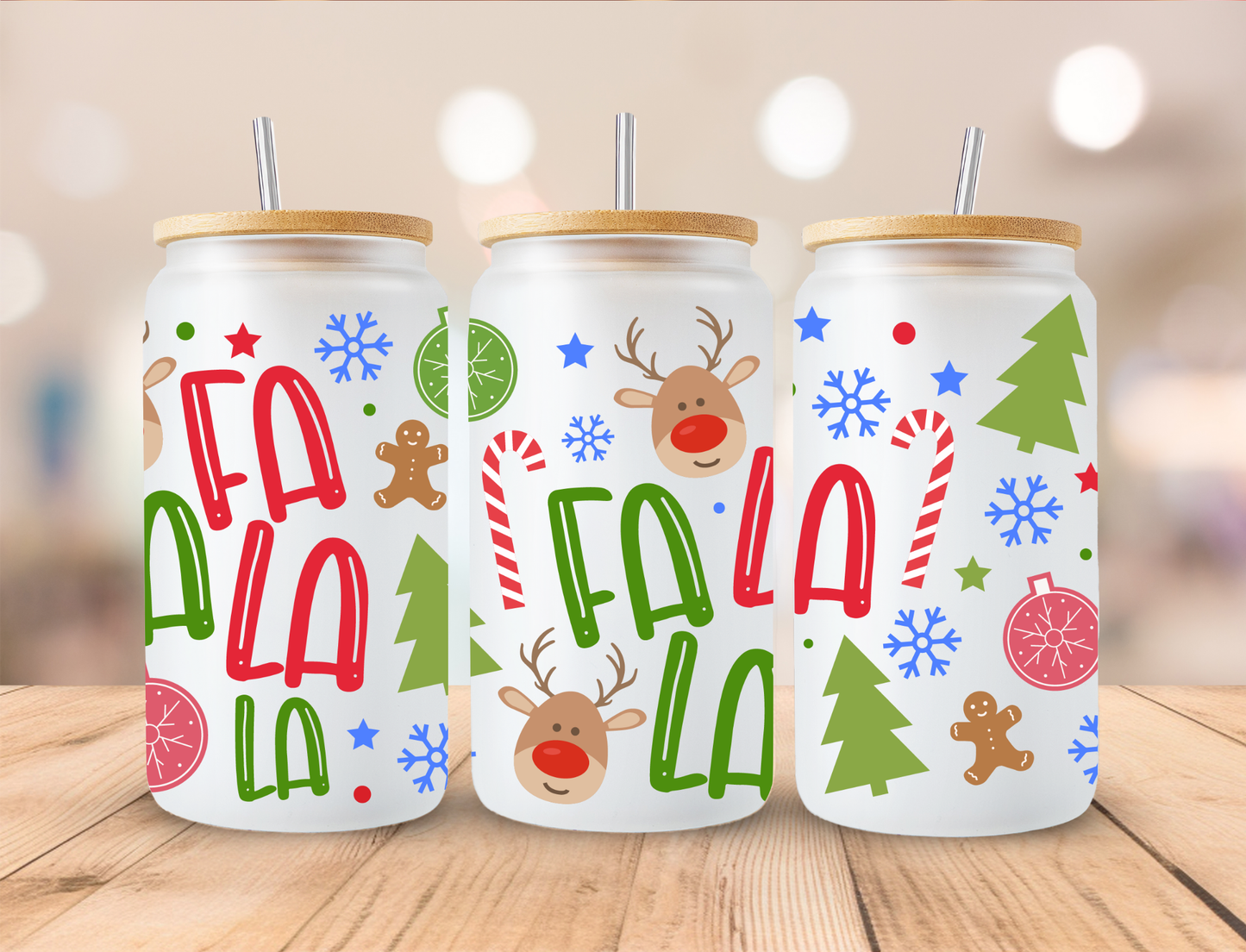 Reindeer Frosted Libbey Can