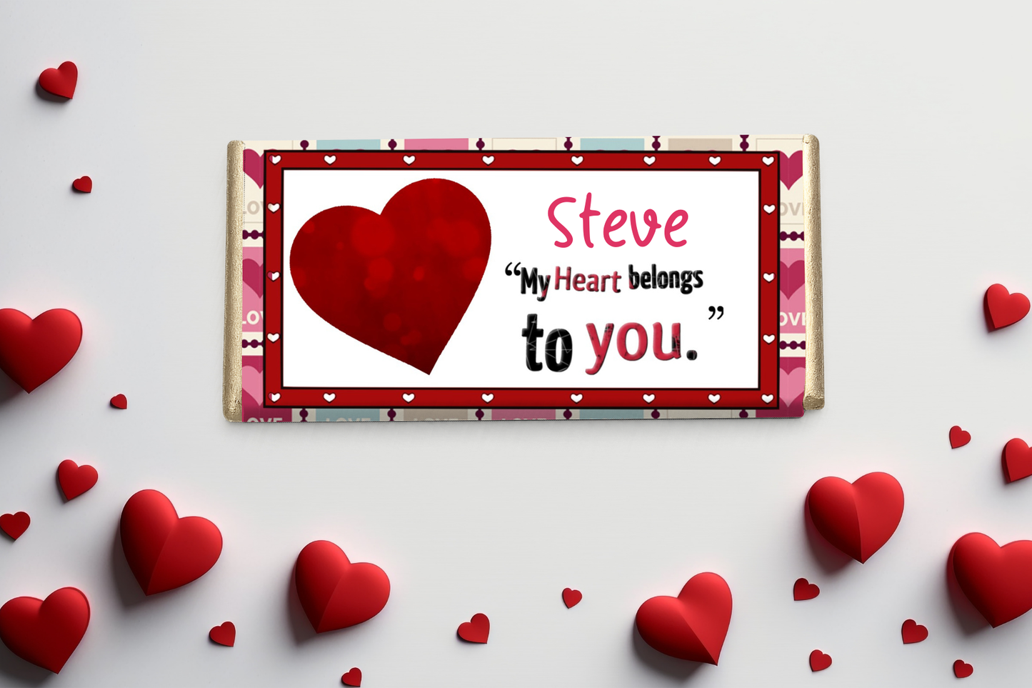 Personalised My Heart Belongs To You Chocolate Bar