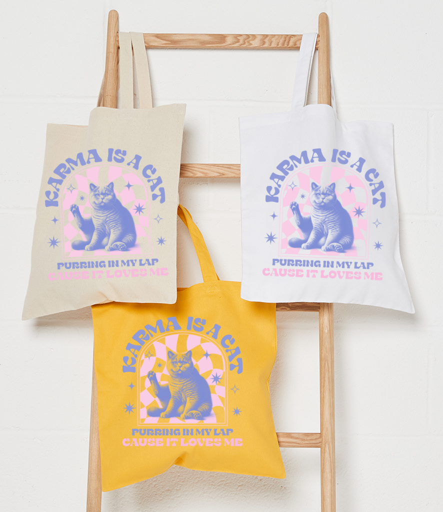 Karma is a Cat" Tote Bag