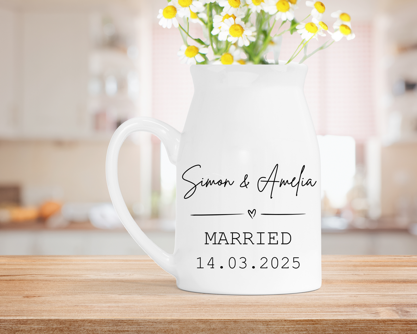 Personalised Married Ceramic Milk Jug Vase