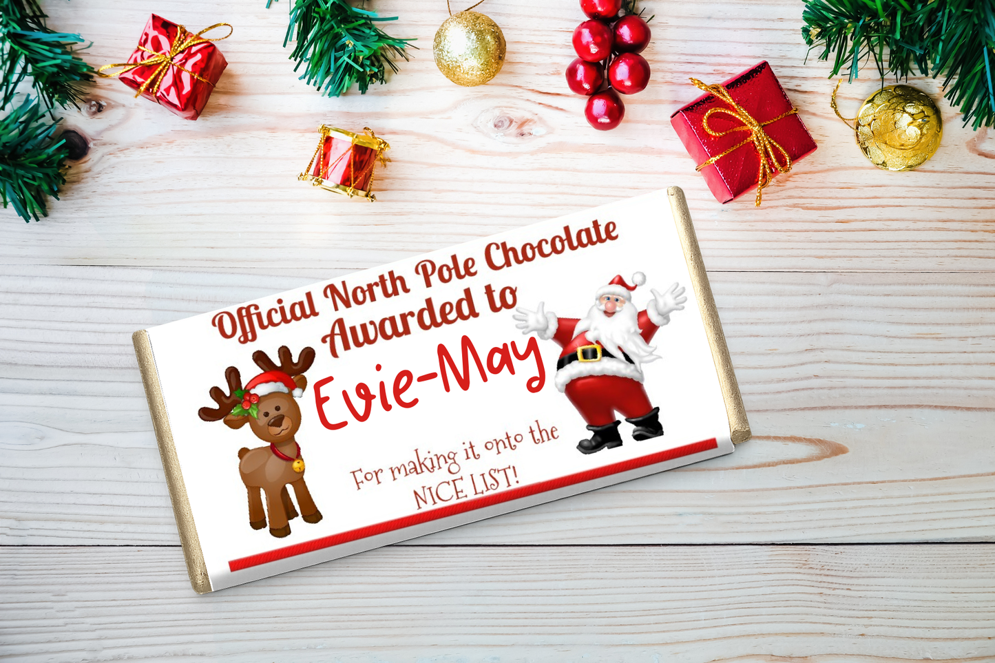 Personalised Nice List Chocolate Bar