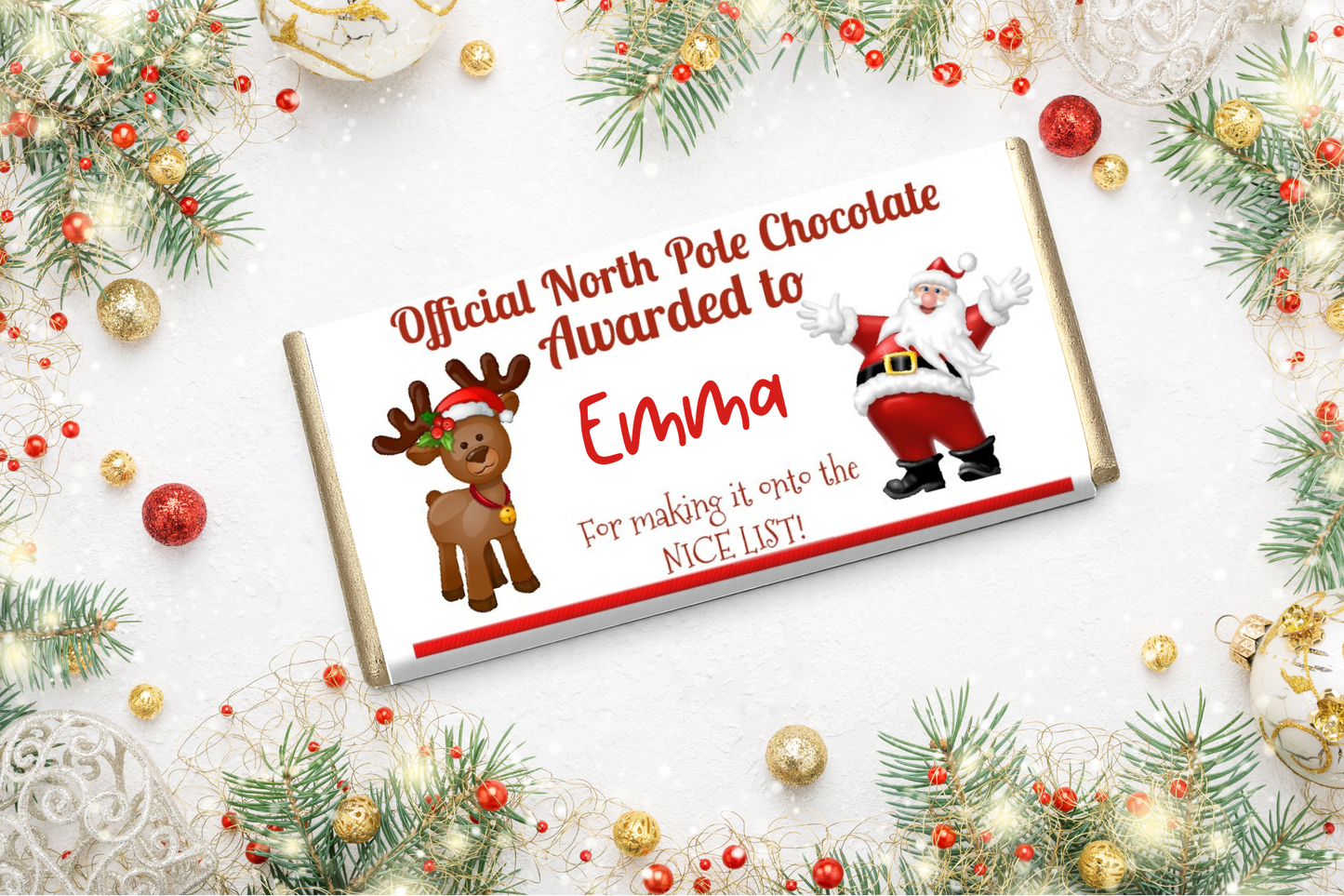Personalised Nice List Chocolate Bar