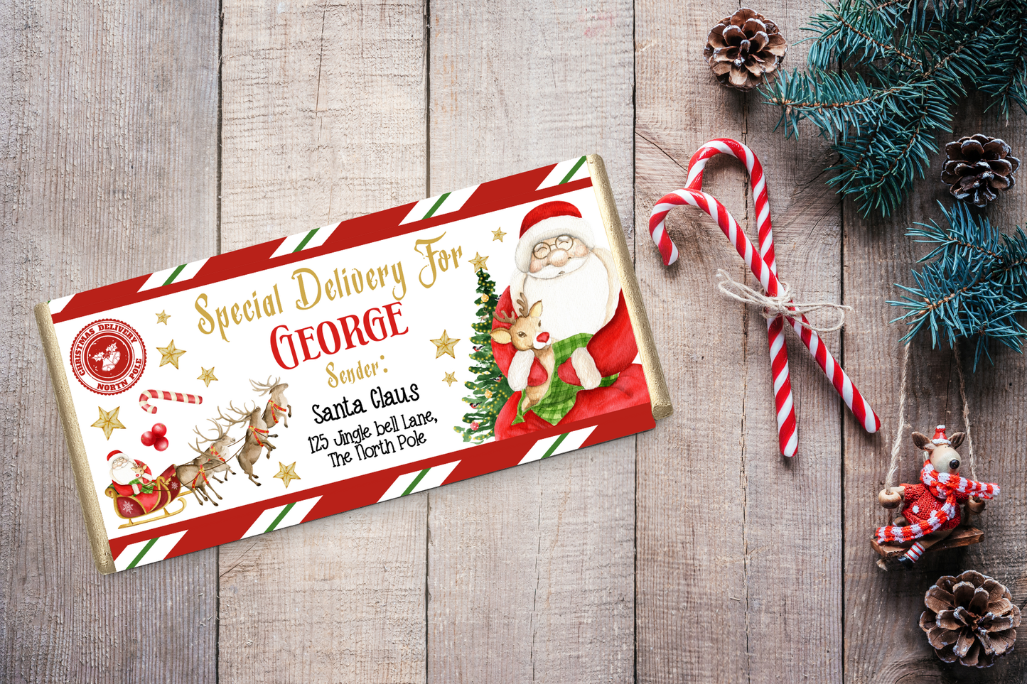 Personalised Chocolate Bar from Santa or Pete the Elf
