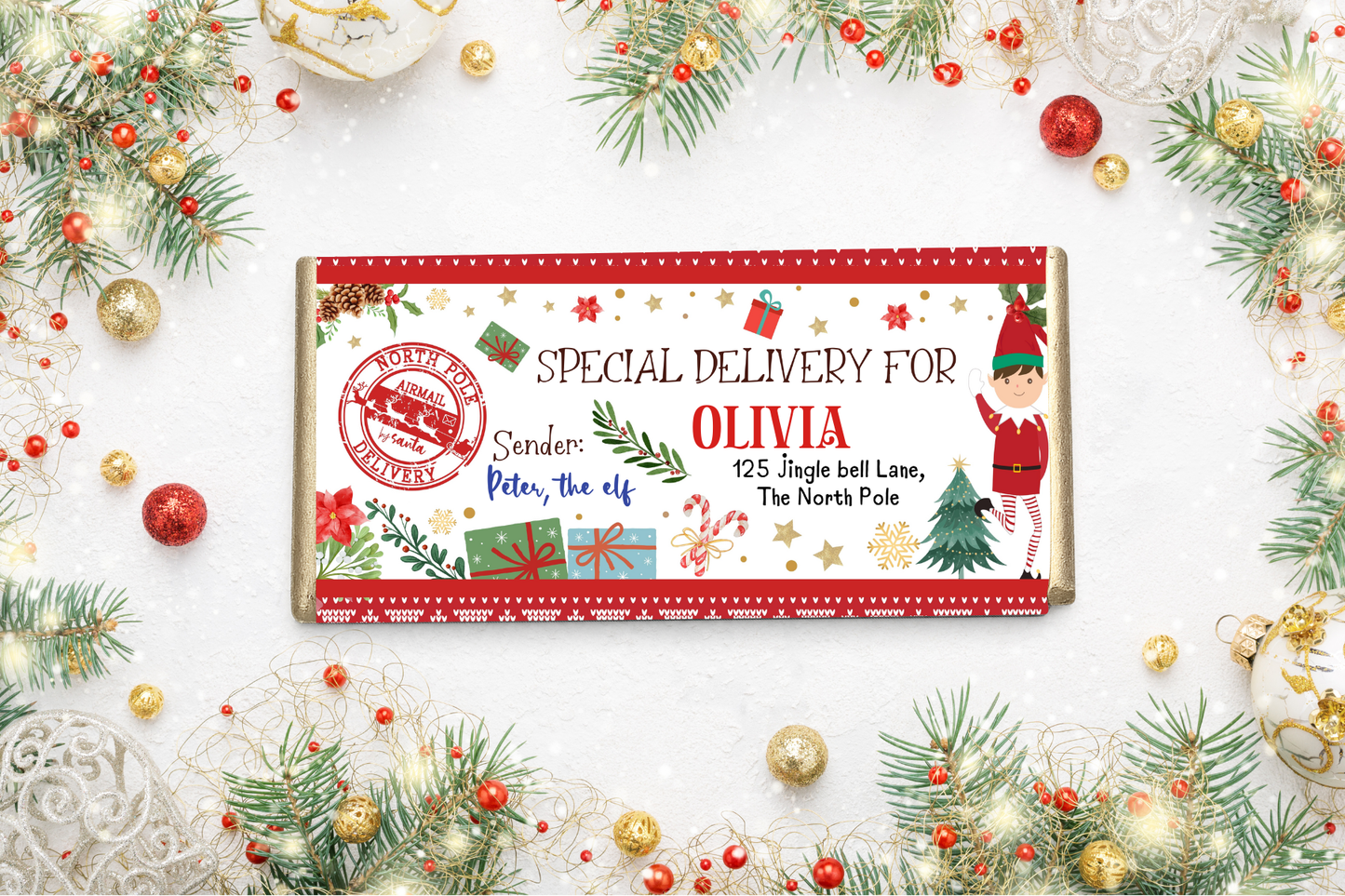 Personalised Chocolate Bar from Santa or Pete the Elf