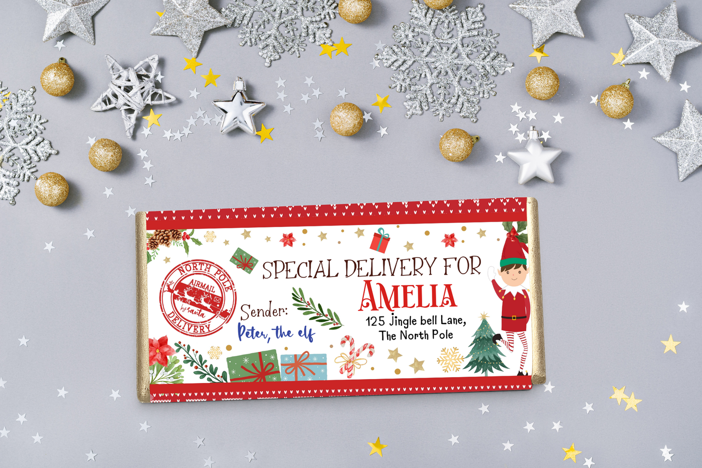 Personalised Chocolate Bar from Santa or Pete the Elf