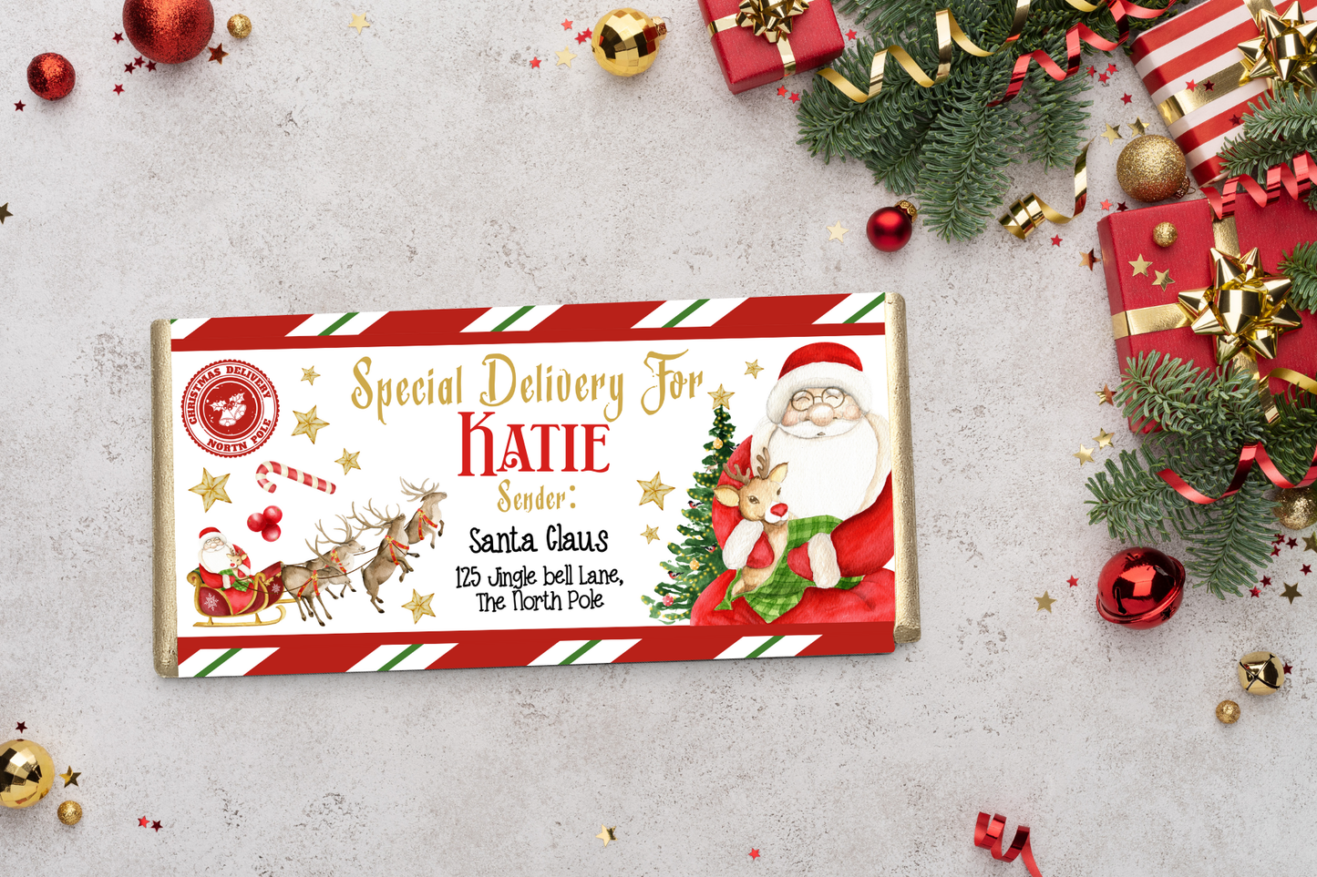 Personalised Chocolate Bar from Santa or Pete the Elf