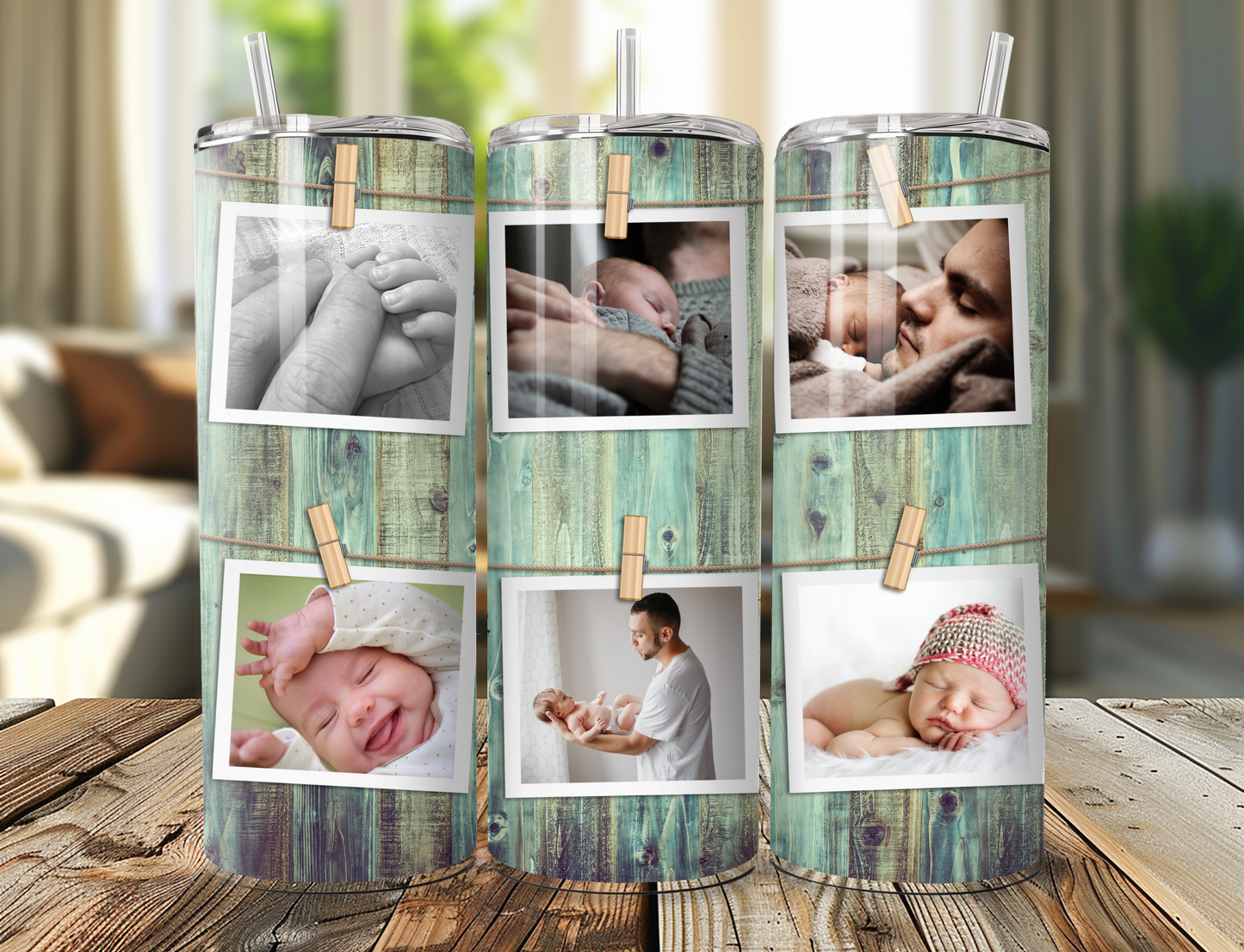 Personalised Wood-Themed Photo Tumbler