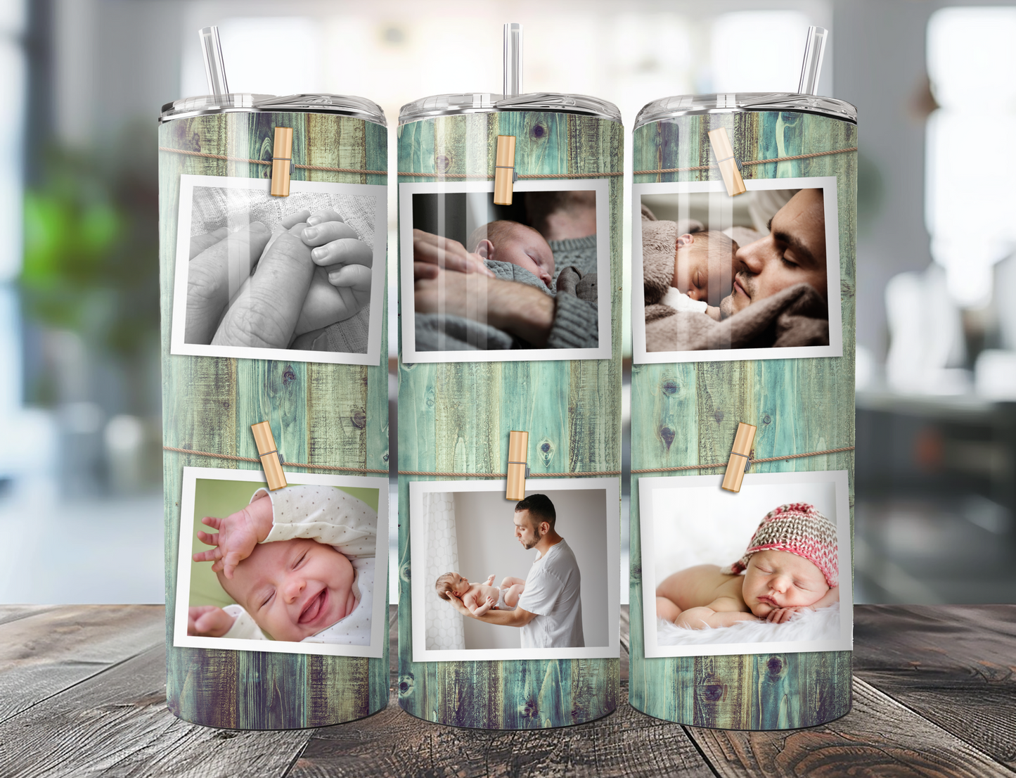 Personalised Wood-Themed Photo Tumbler