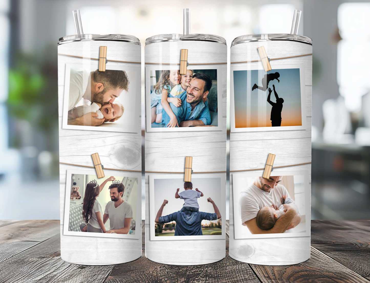 Personalised Wood-Themed Photo Tumbler