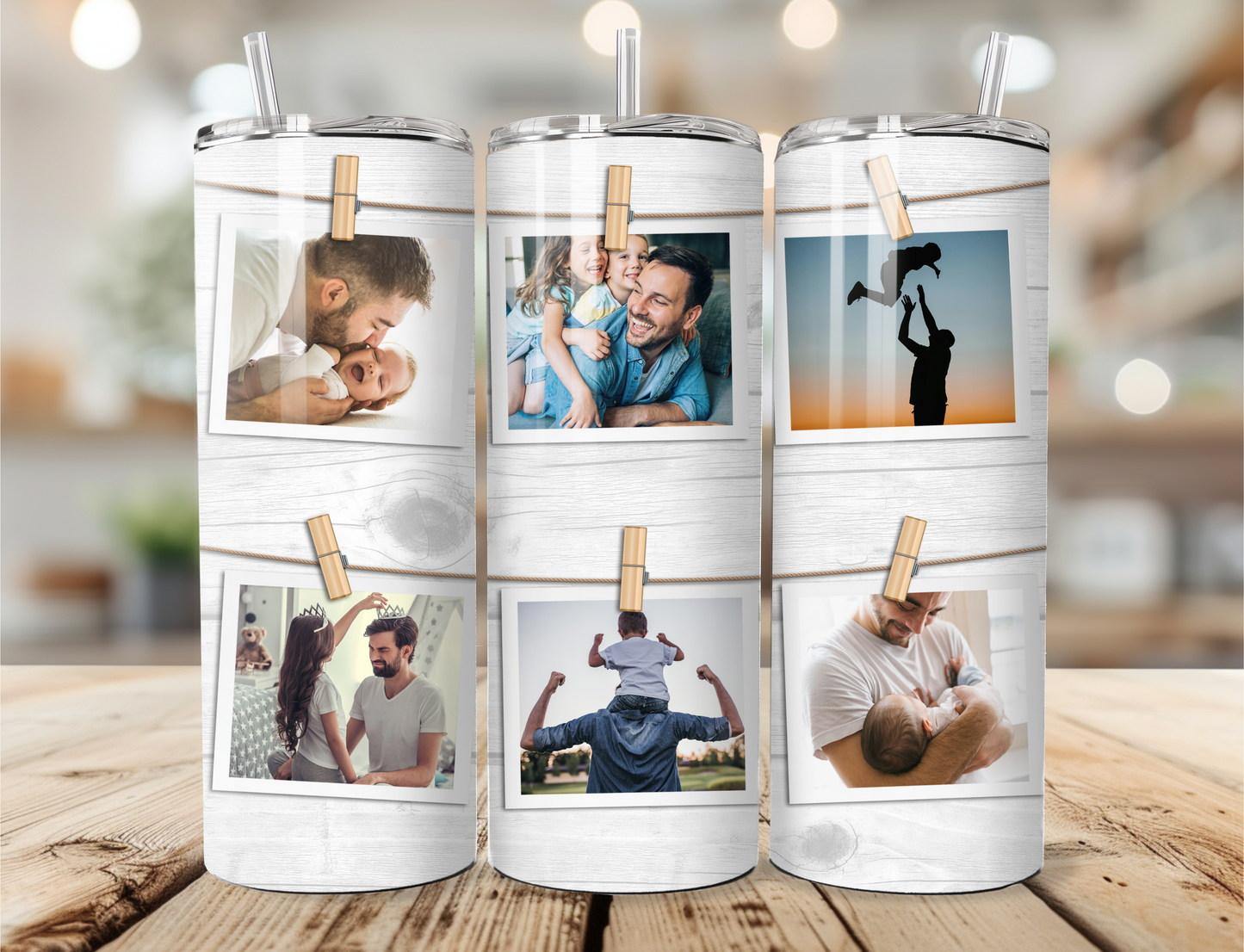 Personalised Wood-Themed Photo Tumbler