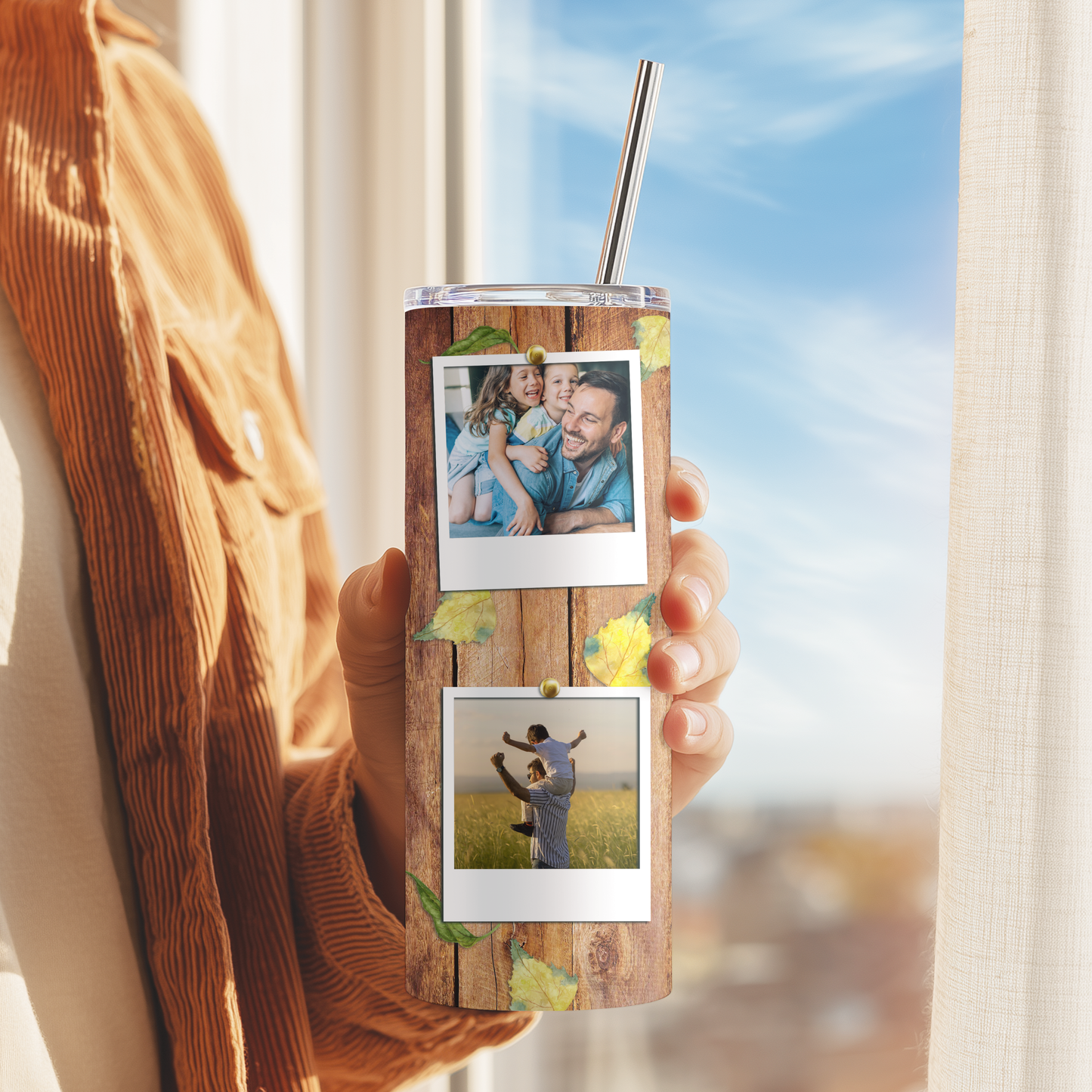 Dad Photo Skinny Tumbler