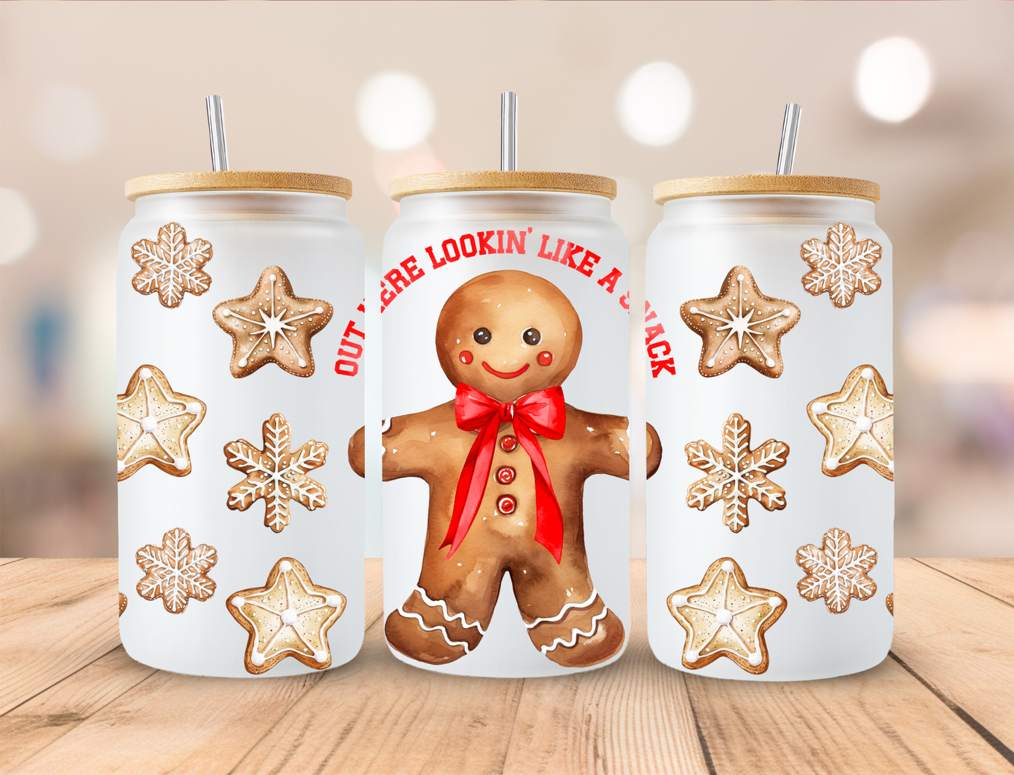 Red Gingerbread Frosted Libbey Can
