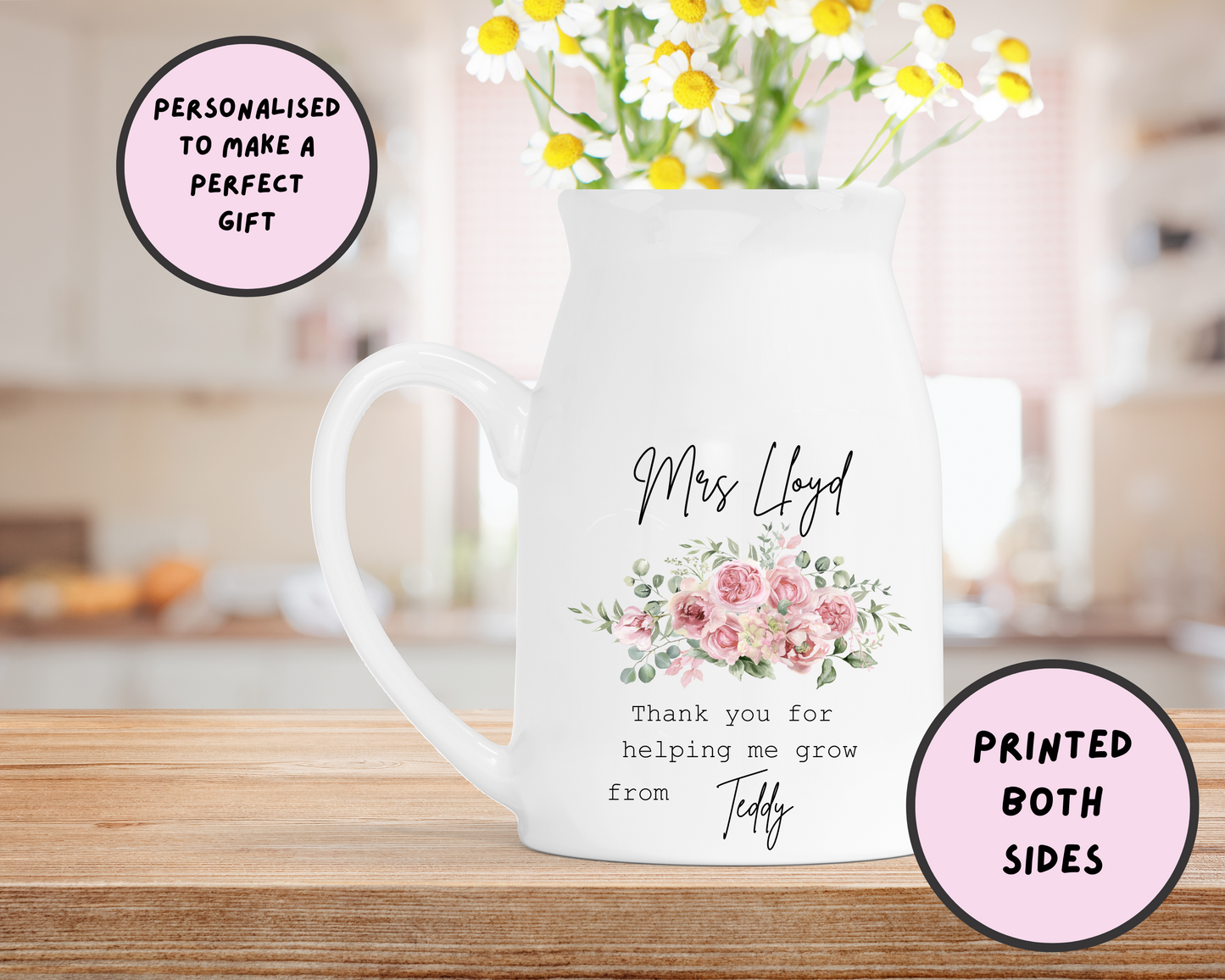 Personalised Teacher Milk Jug Vase