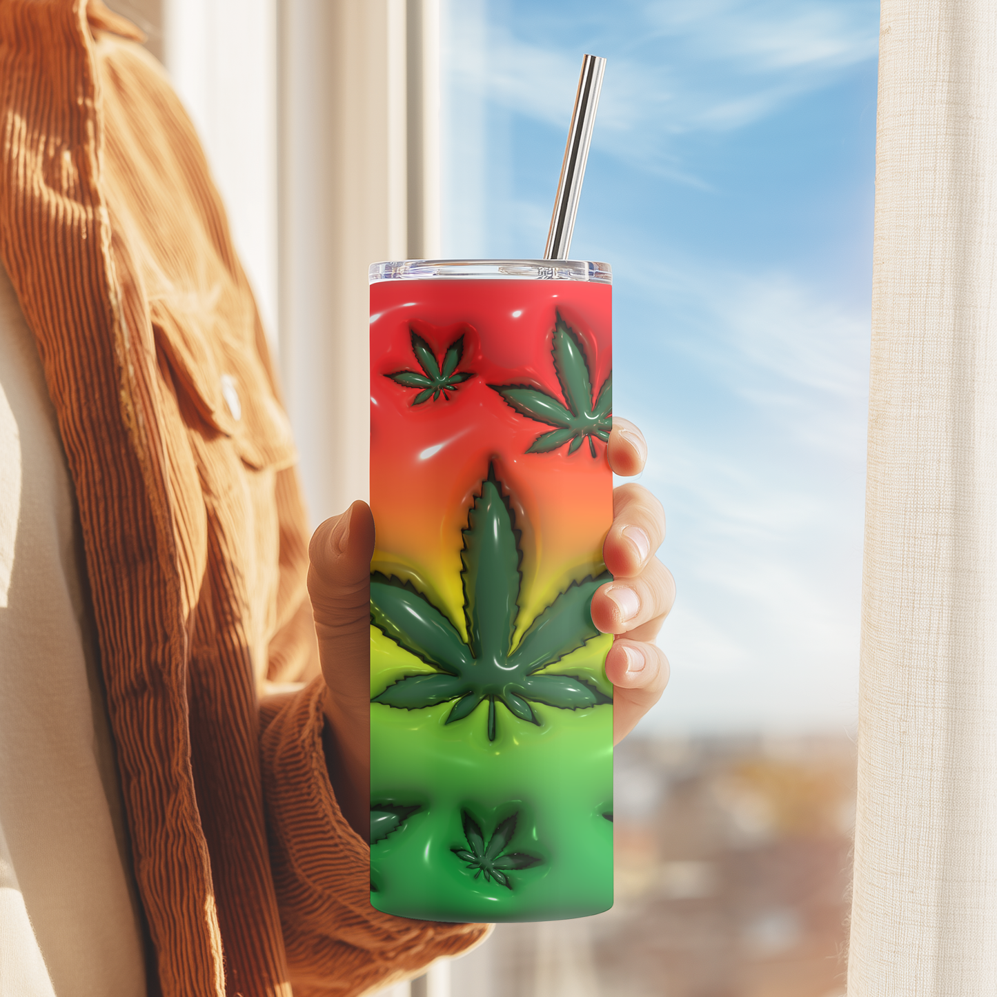 Marijuana 3D Skinny Tumbler