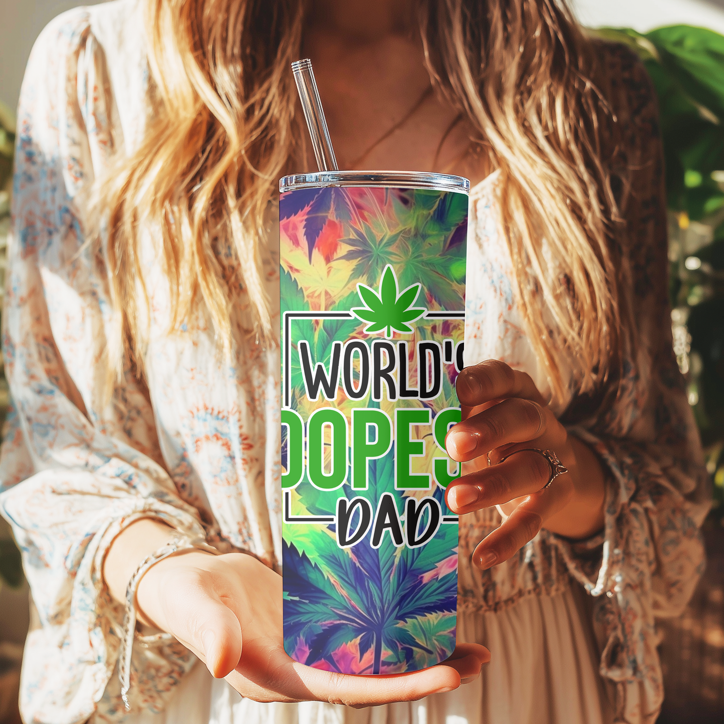 World's Dopest Dad Skinny Tumbler