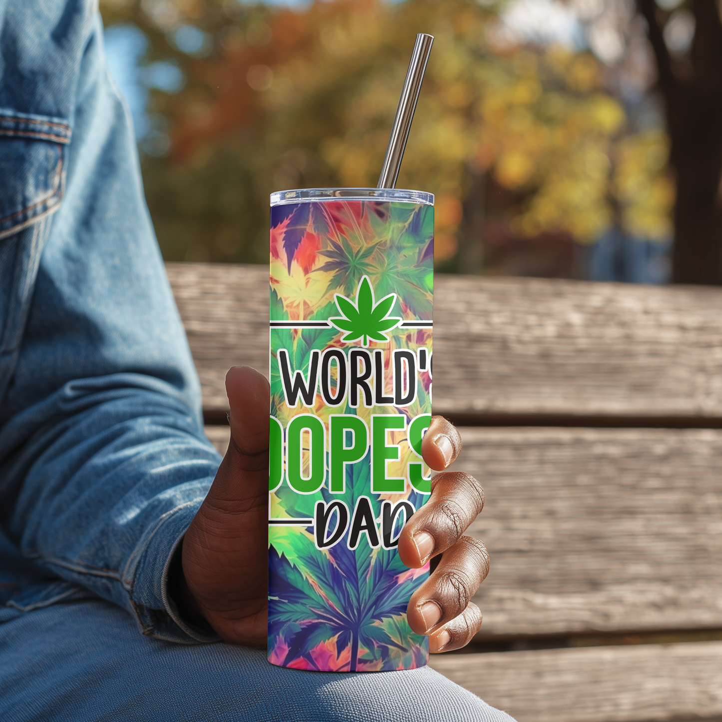 World's Dopest Dad Skinny Tumbler