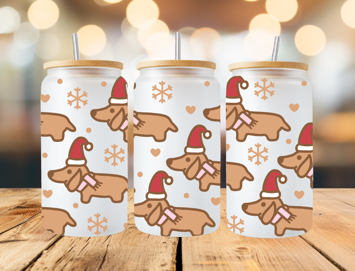 Christmas Dog Frosted Libbey Can