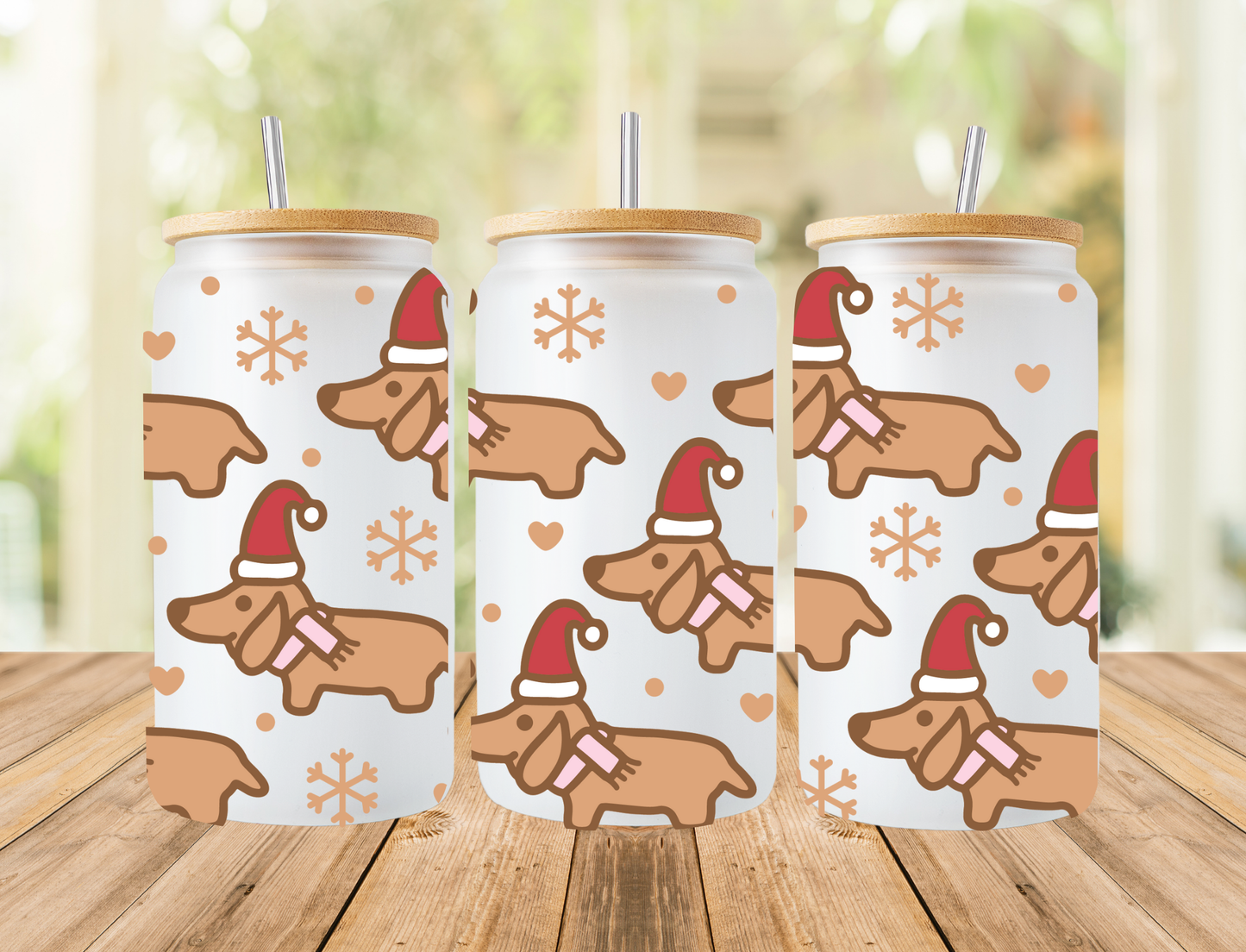 Christmas Dog Frosted Libbey Can