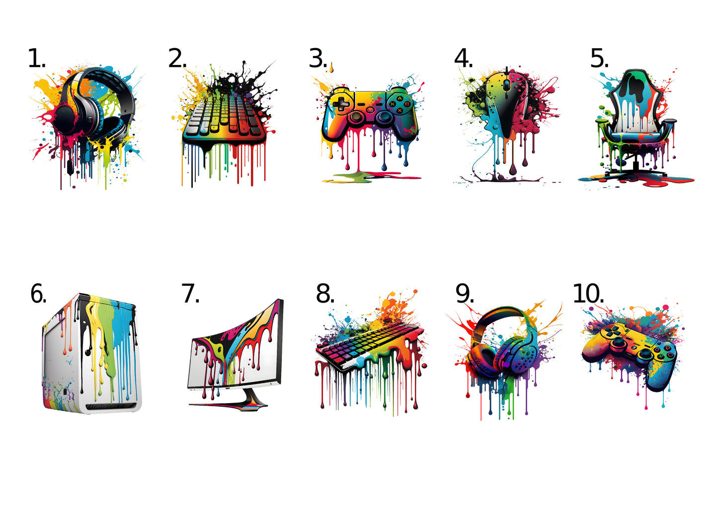Paint Drip Gaming Print - Various Designs