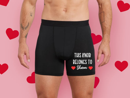 Funny Boxers - Personalised Knob Belongs To...