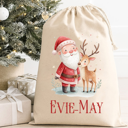 Personalised Santa & Reindeer Sack