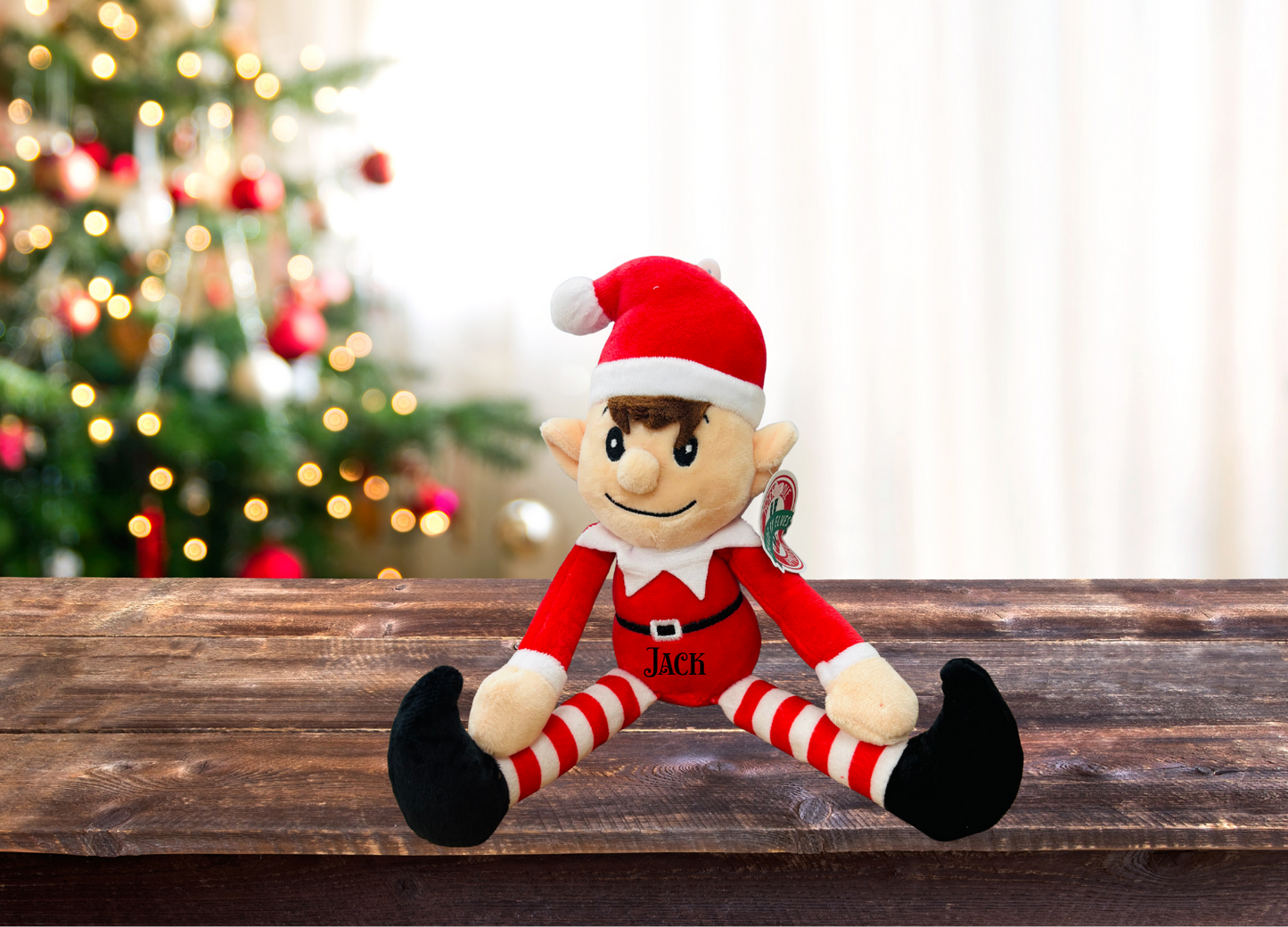 Personalised Elf Teddy – Red or Green Elf Designs