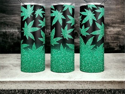 Marijuana Glitter Tumbler