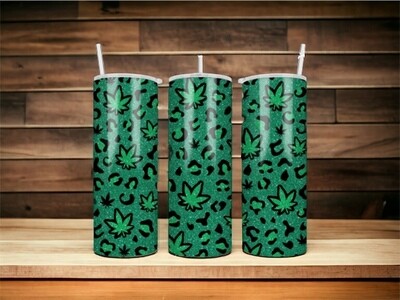 Marijuana Glitter Tumbler