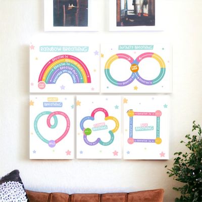 Set of 5 Mindful Breathing Prints for Kids