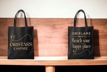 Oristars Team Tote Bag in Black with an all Gold Design
