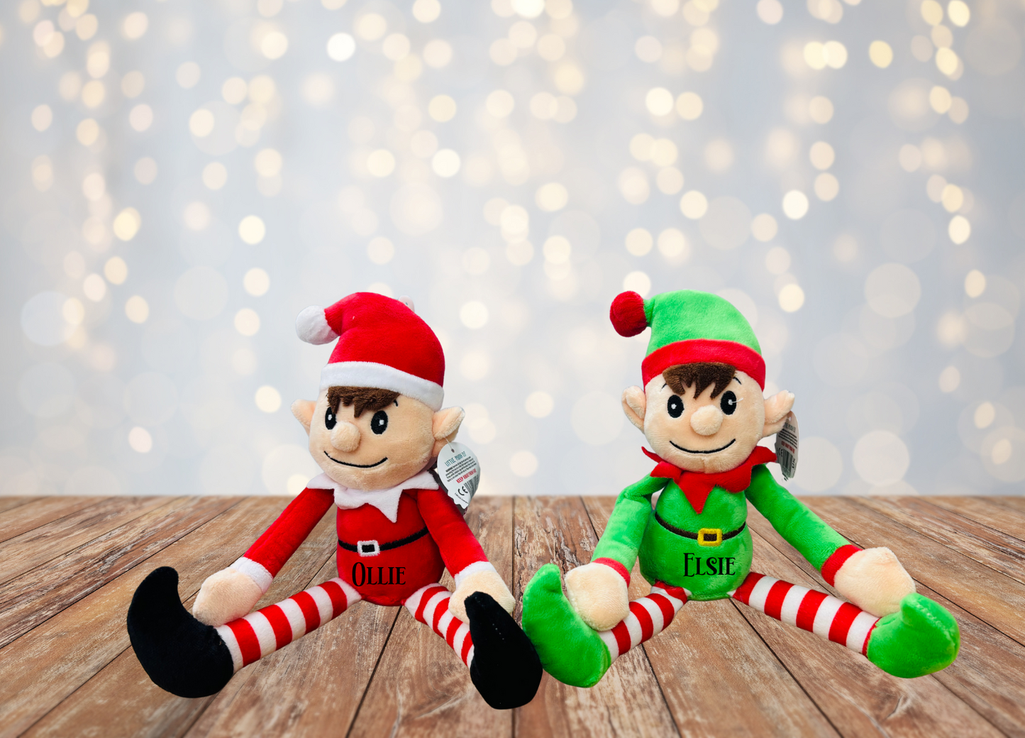 Personalised Elf Teddy – Red or Green Elf Designs