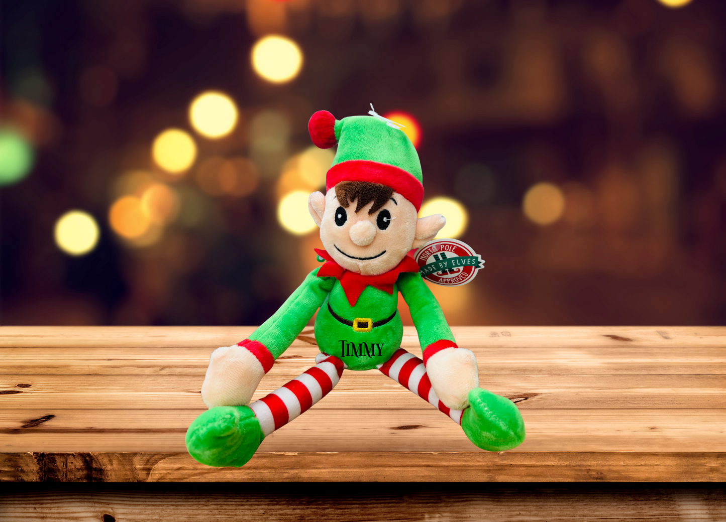 Personalised Elf Teddy – Red or Green Elf Designs