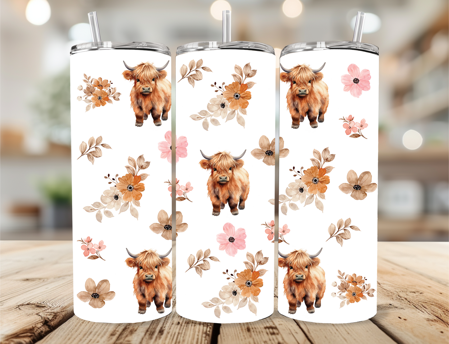 Highland Cow Skinny Tumbler