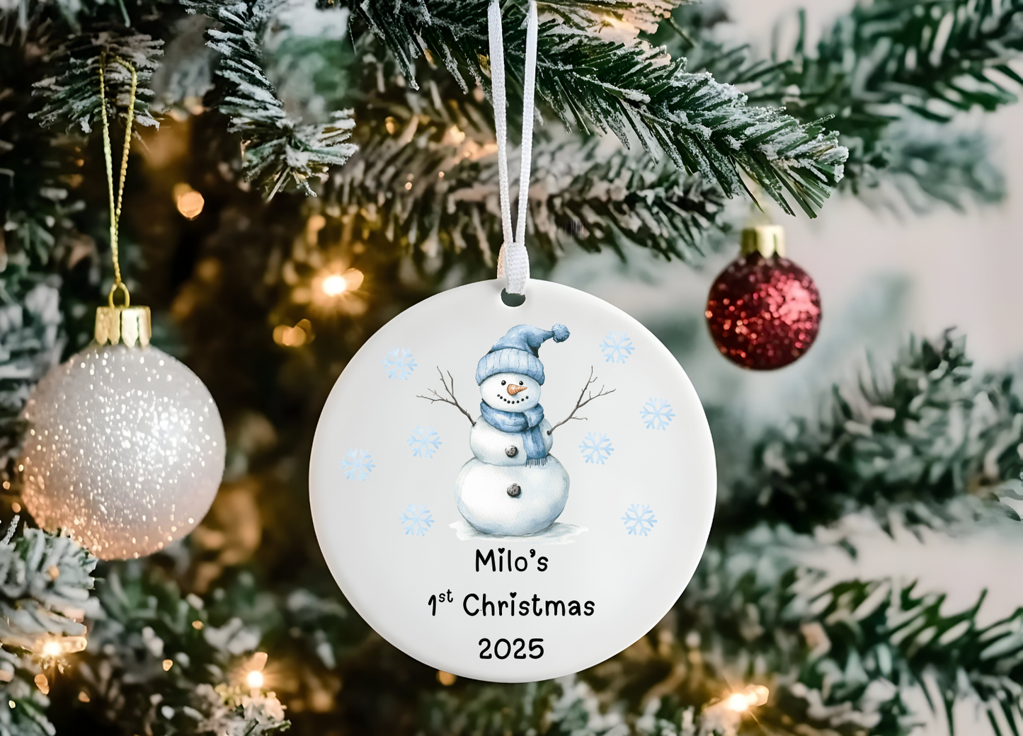 Personalised Blue Baby’s First Christmas Bauble